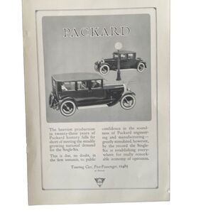 Vintage 1923 Packard Touring Car 5 Passenger Ad Advertisement